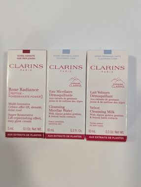 (3/30$) Clarins trio - Micellar water + Cleansing milk + Glow cream